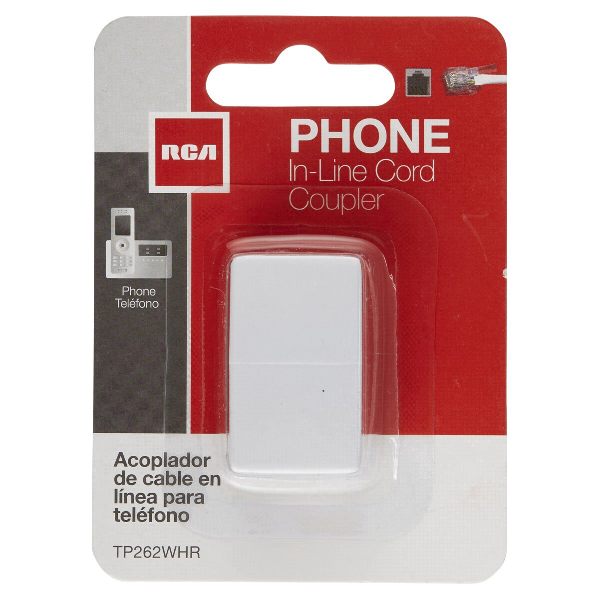 slide 1 of 2, RCA Phone Cord Coupler- White, 1 ct