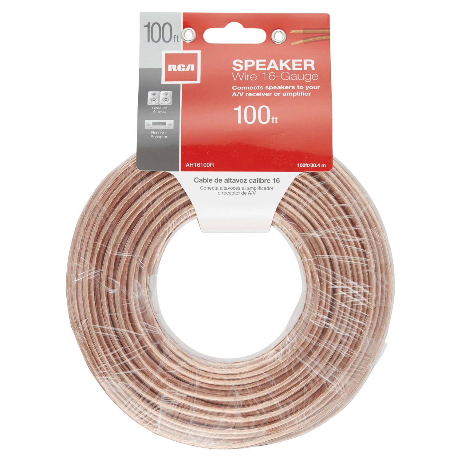 slide 1 of 2, RCA 16 Gauge Speaker Wire AH16100R, 100 ft