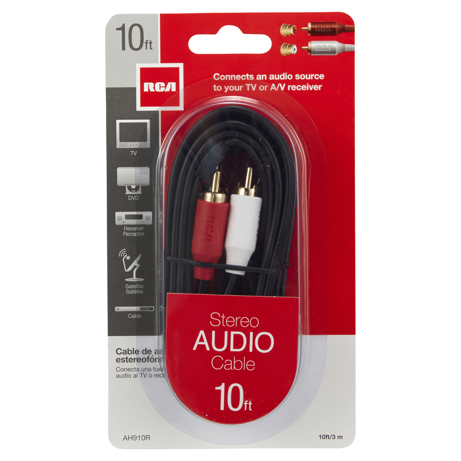 slide 1 of 2, RCA Stereo Hook Up Cable, 10 ft