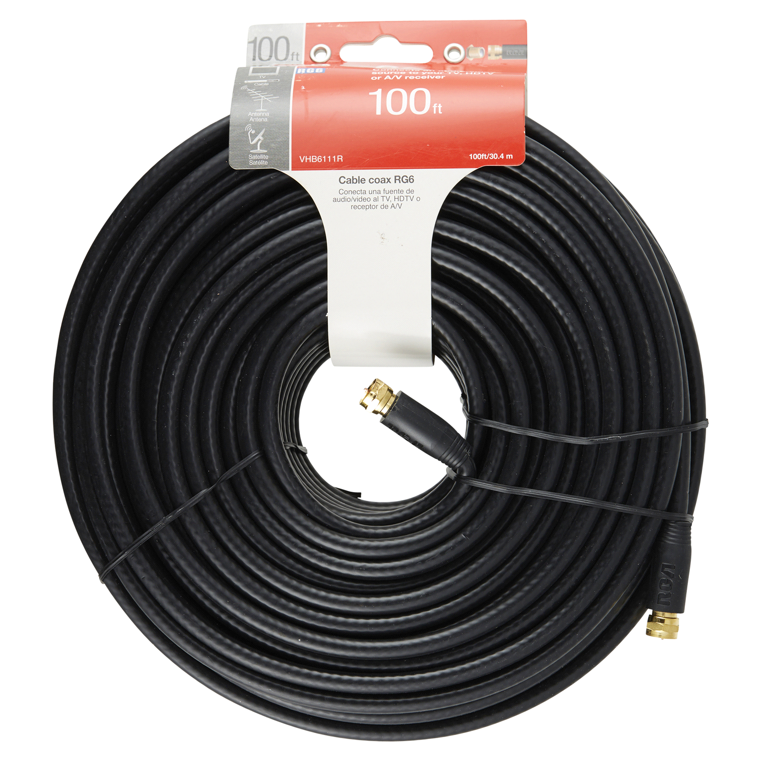 slide 1 of 2, RCA 100Ft RG6 Digital Coaxial Cable, 100 ft