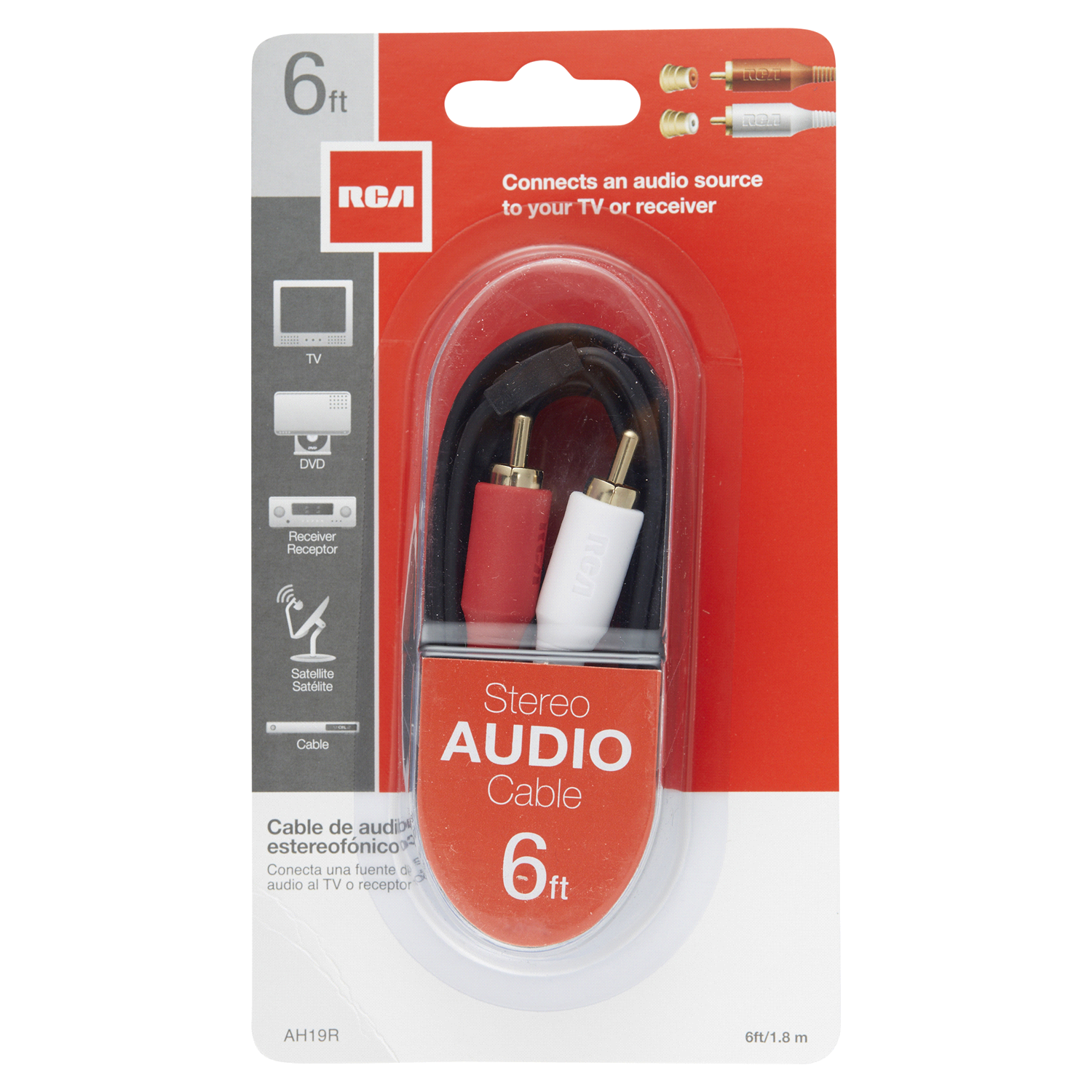 slide 1 of 2, RCA Black Stereo Audio Cable, 6 ft