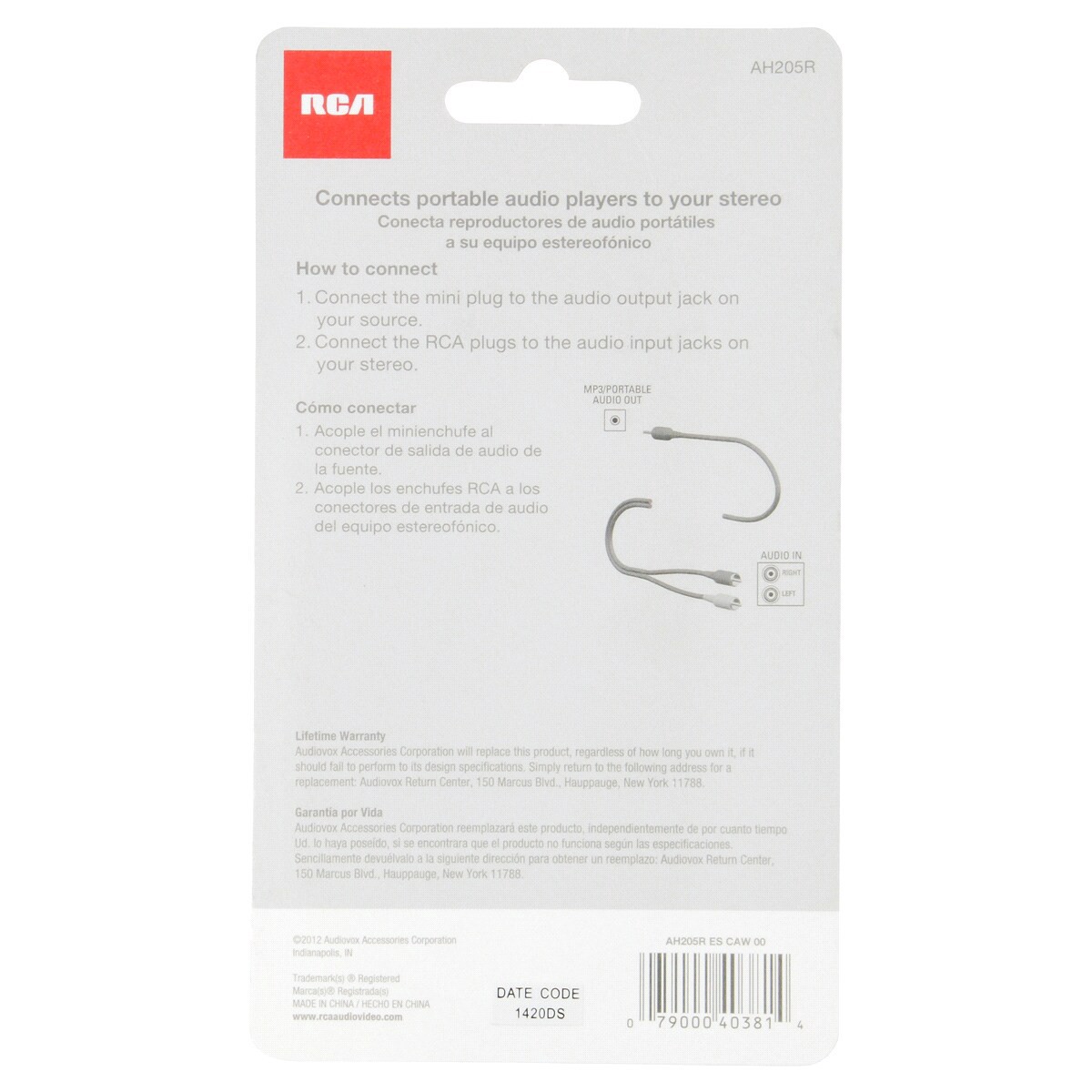 slide 2 of 2, RCA 3.5mm Stereo Audio Adapter Cable, 3 ft