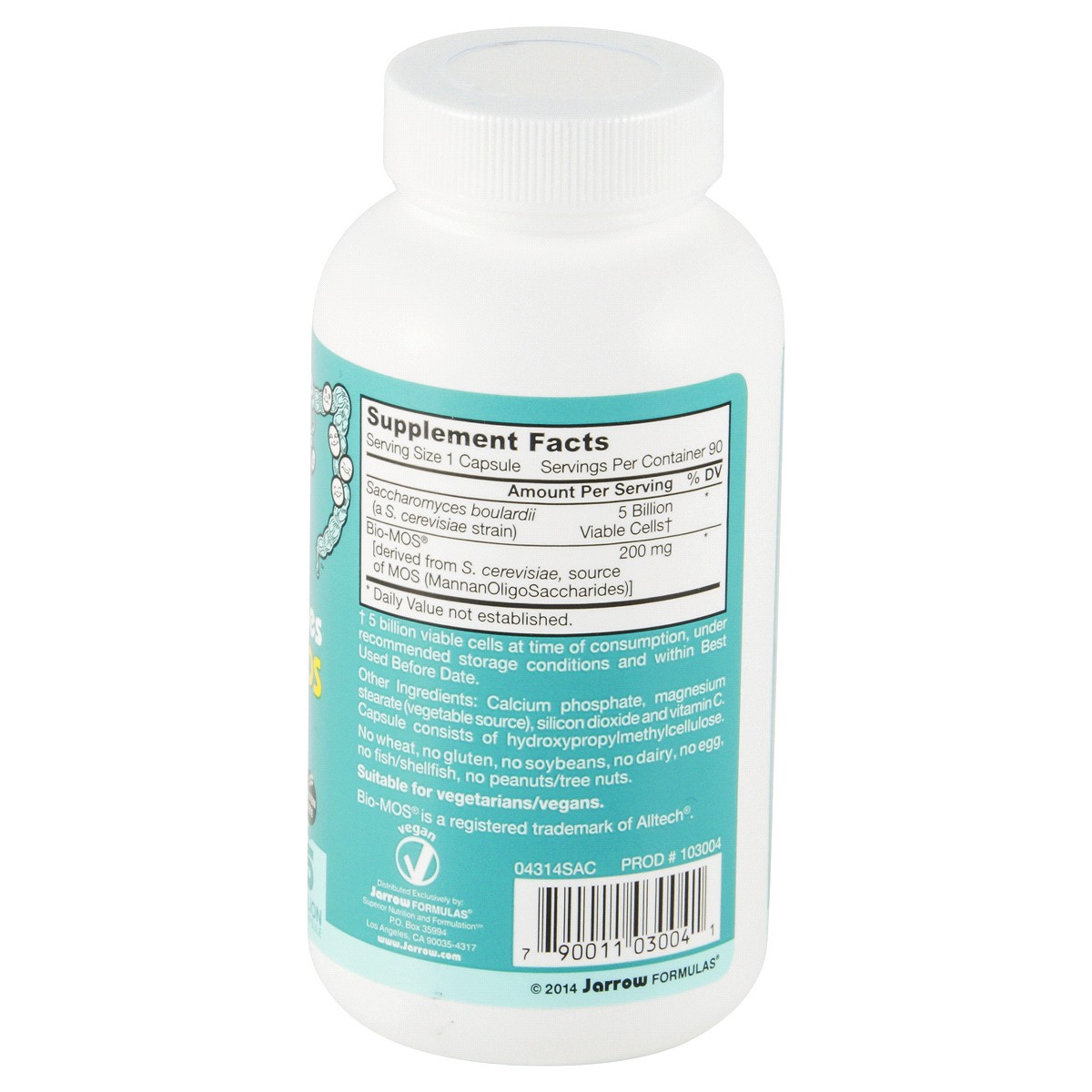 slide 3 of 4, Jarrow Formulas Saccharomyces Boulardii + MOS Probiotics for Digestive Health and Intestinal Tract Support - 5 Billion CFU Per Serving - 90 Delayed Release Caps - Probiotic + Prebiotic - 90 Servings, 90 ct