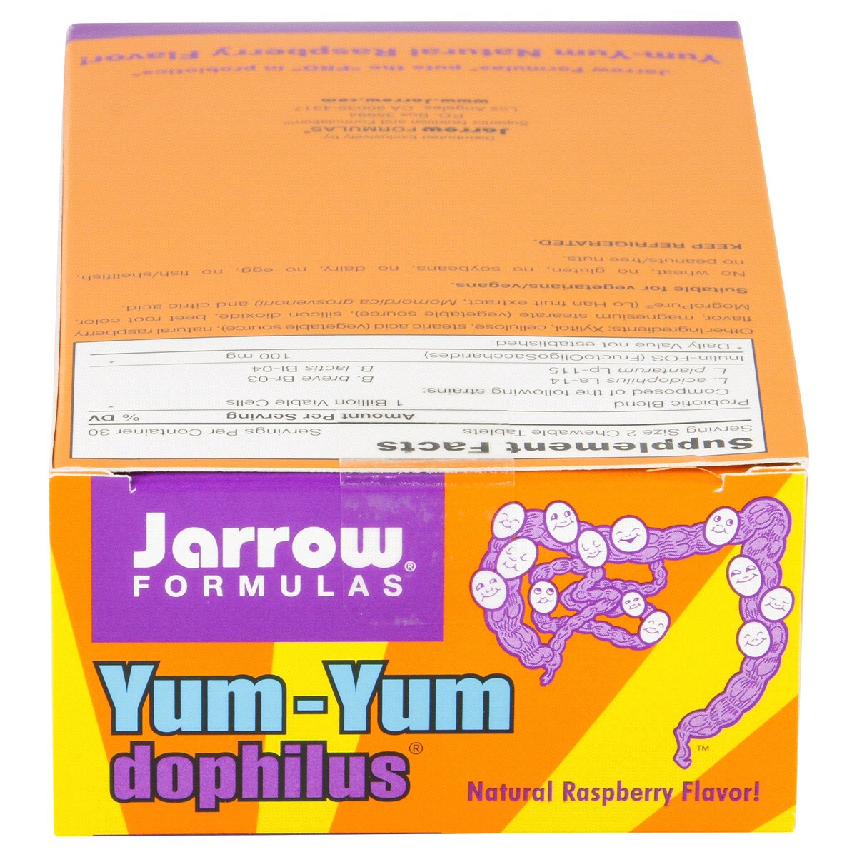 slide 3 of 5, Jarrow Formulas Yum-Yum Dophilus, Natural Raspberry Flavor Probiotics Supplement - 1 Billion CFU Per Serving - 60 Chewable Tablets - Intestinal & Immune Health - For Kids & Adults, 60 ct