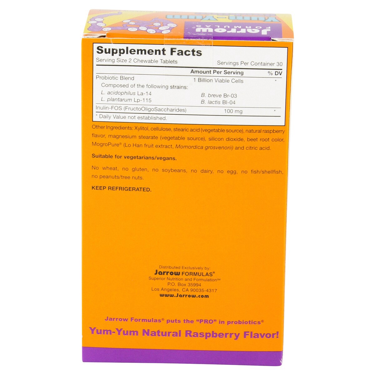 slide 4 of 5, Jarrow Formulas Yum-Yum Dophilus, Natural Raspberry Flavor Probiotics Supplement - 1 Billion CFU Per Serving - 60 Chewable Tablets - Intestinal & Immune Health - For Kids & Adults, 60 ct