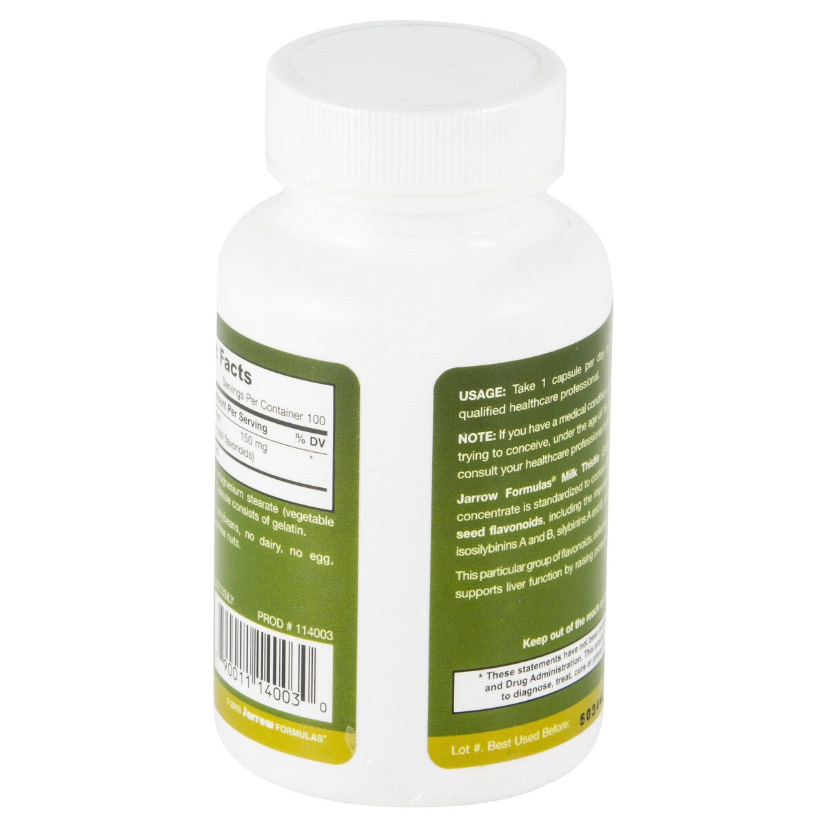 slide 4 of 4, Jarrow Formulas Milk Thistle 150 mg With 30:1 Standardized Silymarin Extract, Dietary Supplement for Liver Function Support, 100 Veggie Capsules, 33-100 Day Supply, 100 ct