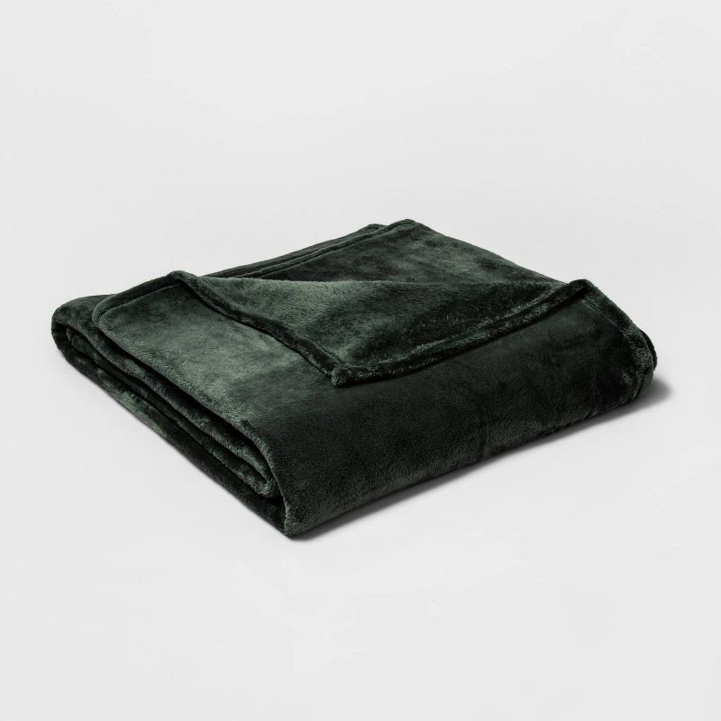 slide 1 of 1, King Microplush Bed Blanket Pine - Threshold™, 1 ct