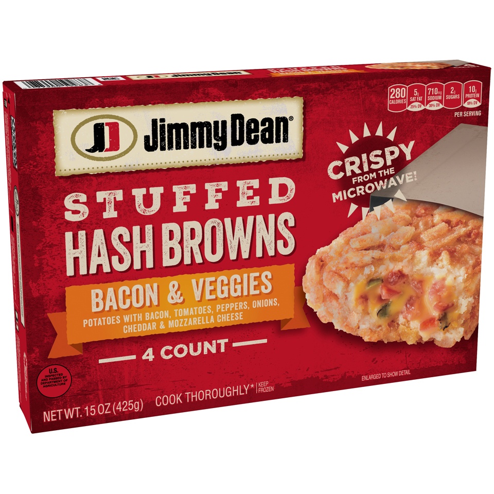 slide 2 of 2, Jimmy Dean Bacon & Veggies Stuffed Hash Browns, 15 oz