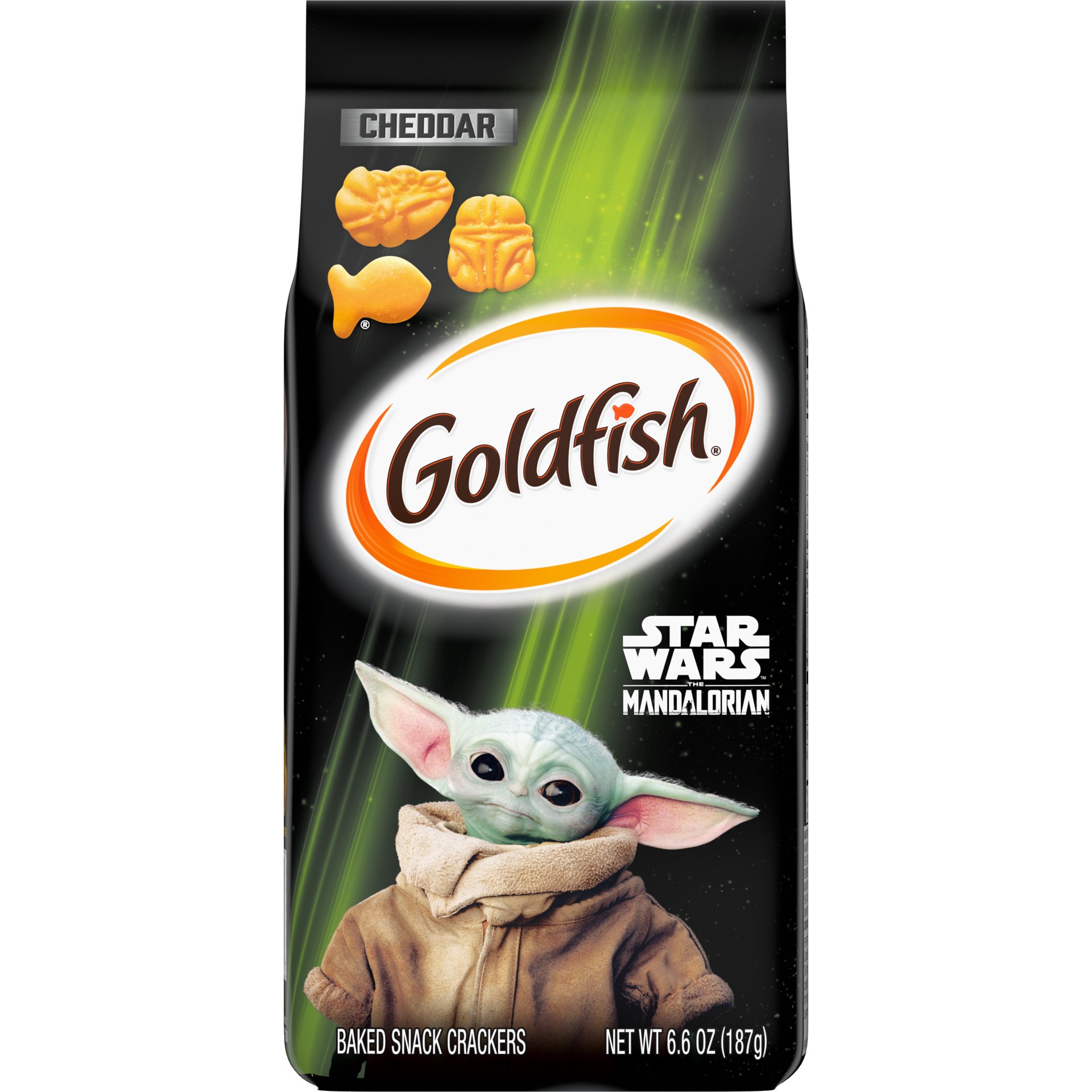 slide 1 of 5, Pepperidge Farm Goldfish Star Wars Mandalorian Cheddar Crackers, Snack Crackers, 6.6 oz bag, 6.6 oz