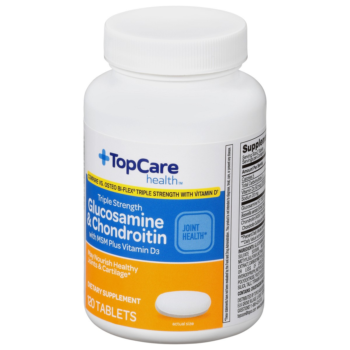 slide 11 of 15, TopCare Health Triple Strength Tablets Glucosamine & Chondroitin with MSM Plus Vitamin D3 120 Tablets, 120 ct