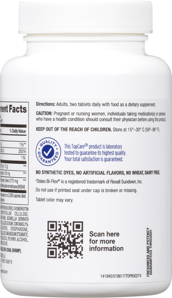 slide 4 of 15, TopCare Health Triple Strength Tablets Glucosamine & Chondroitin with MSM Plus Vitamin D3 120 Tablets, 120 ct