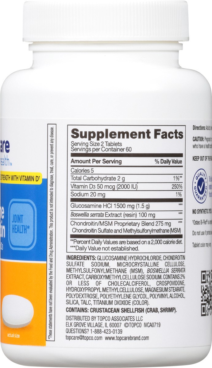 slide 7 of 15, TopCare Health Triple Strength Tablets Glucosamine & Chondroitin with MSM Plus Vitamin D3 120 Tablets, 120 ct
