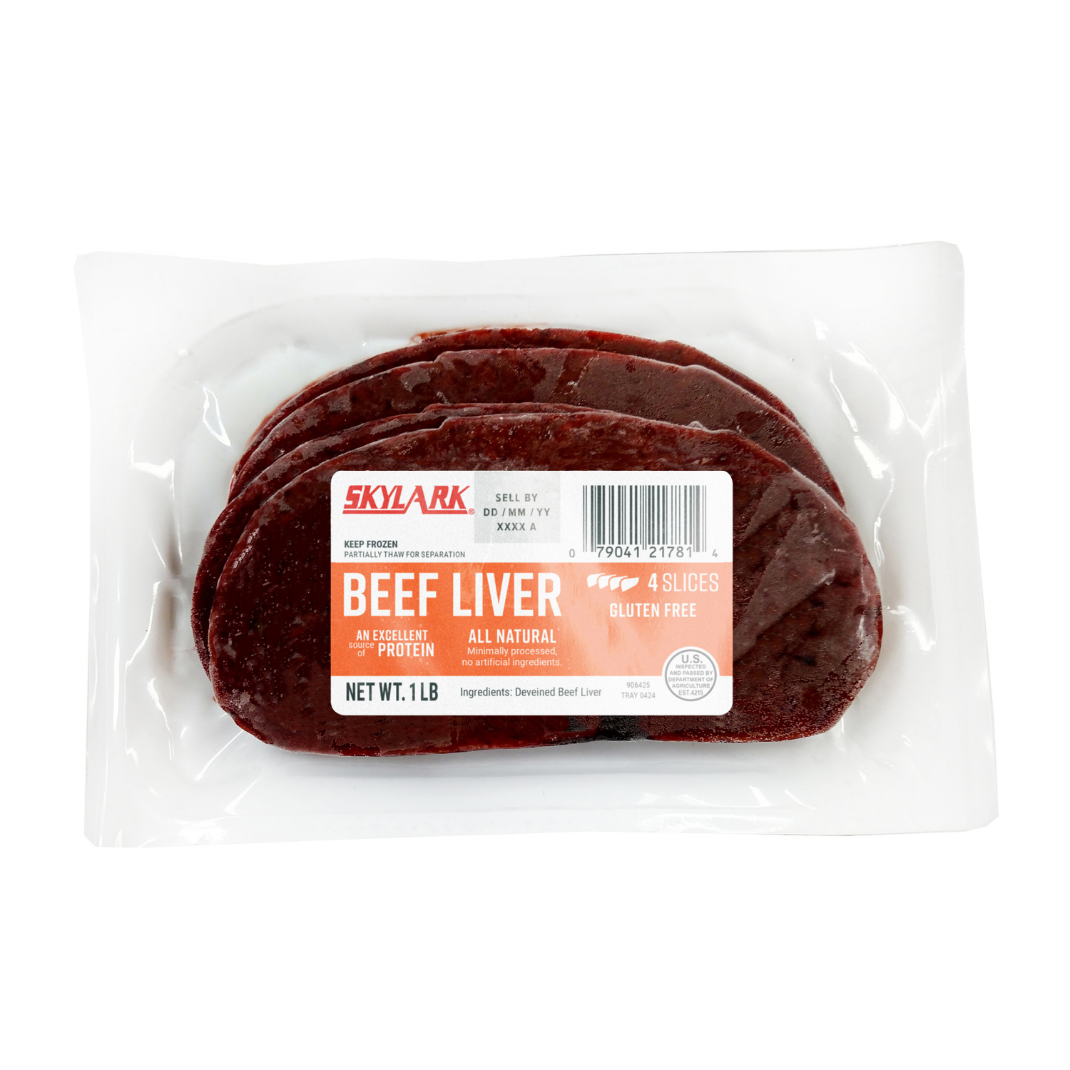 slide 1 of 1, Skylark Frozen Beef Liver, 1 lb