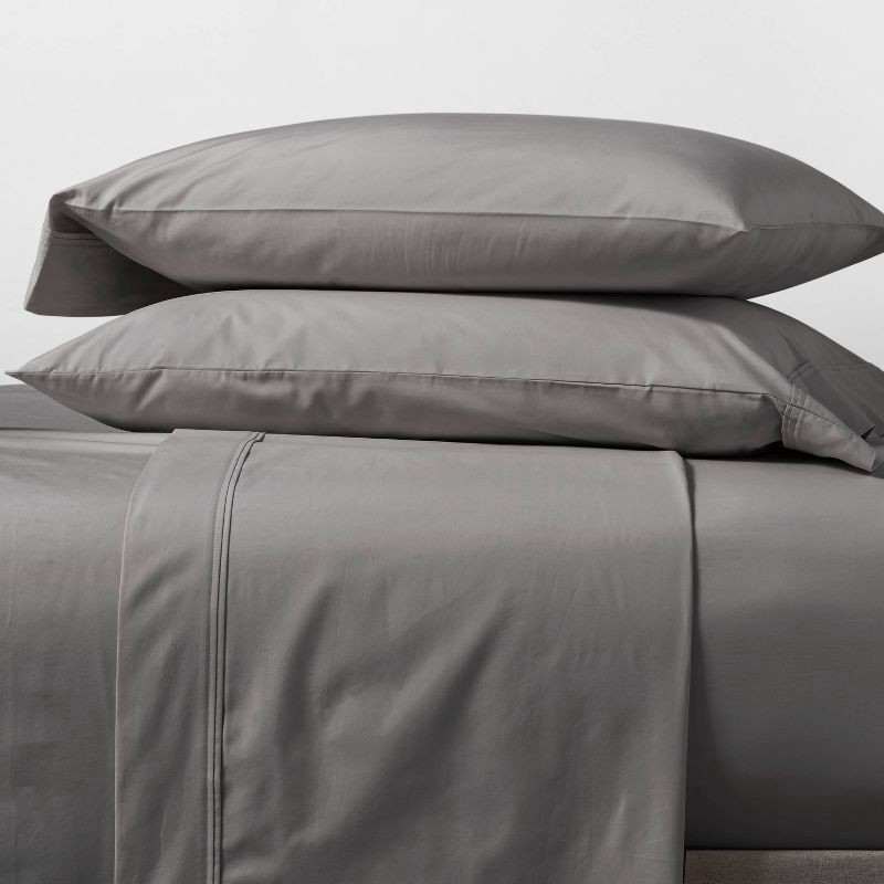 slide 2 of 4, Queen Solid Performance 400 Thread Count Sheet Set Gray - Threshold™, 1 ct