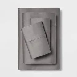 King Solid Performance 400 Thread Count Sheet Set Gray - Threshold™: Cotton Sateen, Includes 2 Pillowcases & Fitted Sheet
