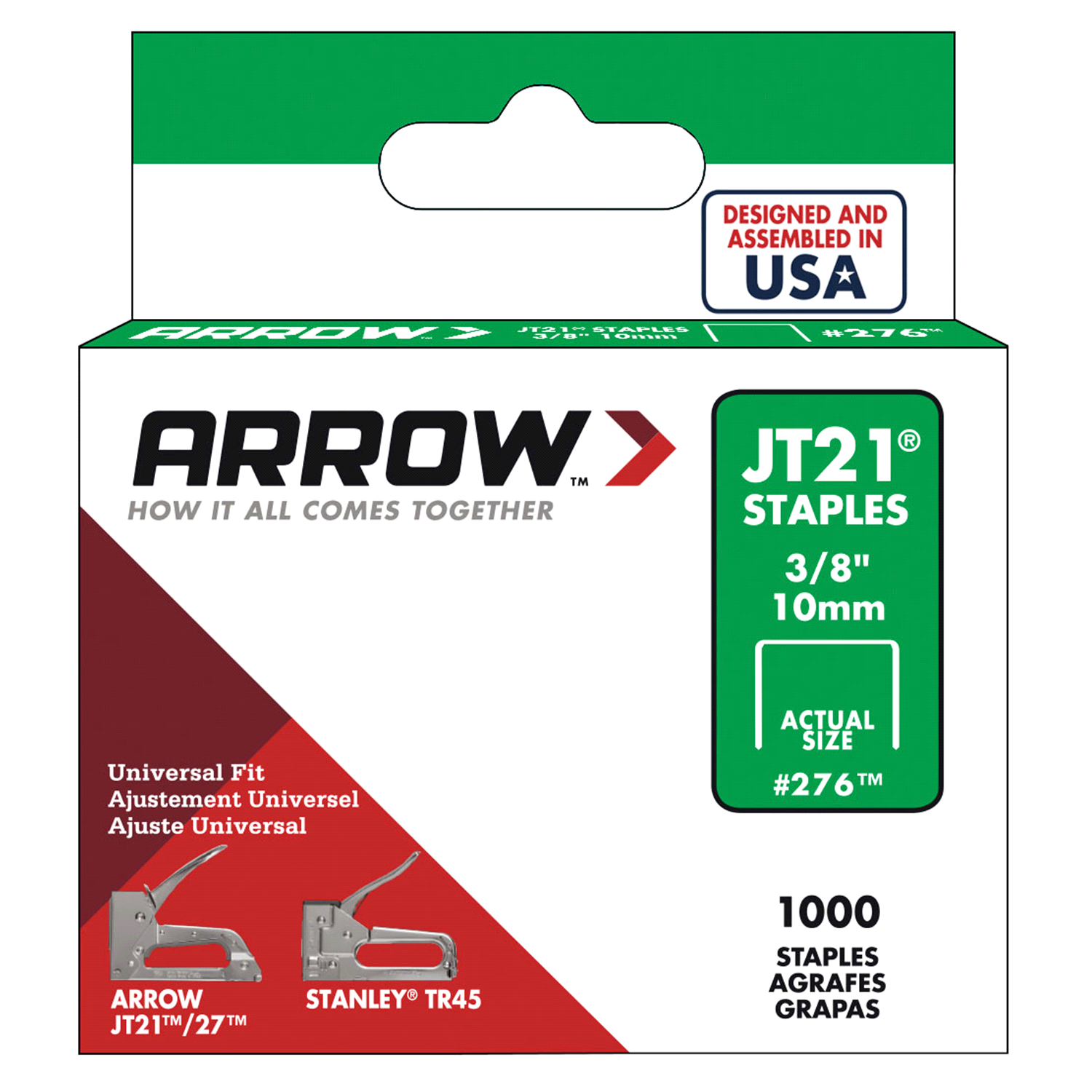 slide 1 of 1, Arrow 3/8 Inch JT21 Staples 1000 ea, 1000 ct
