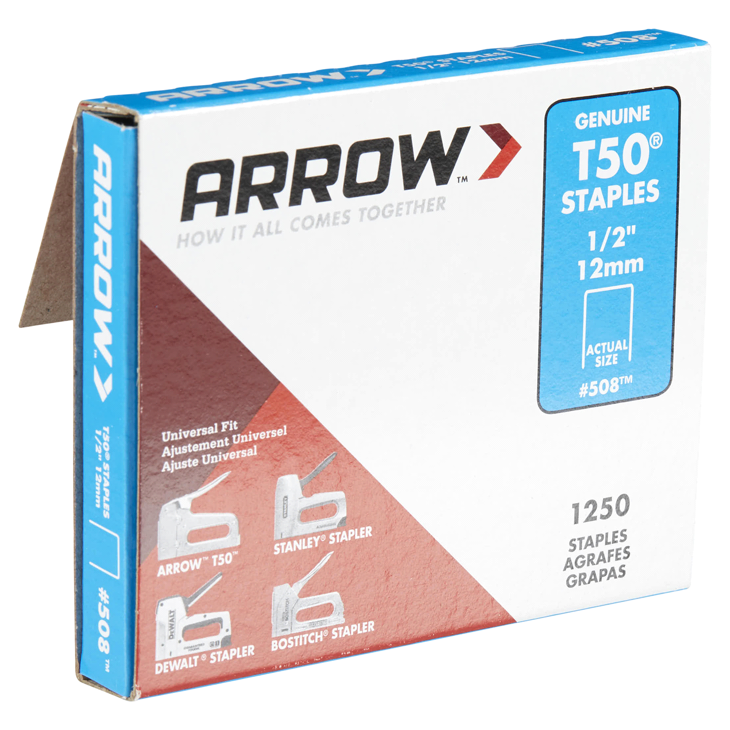 slide 4 of 5, Arrow Genuine T50 12 mm Staples 1250 ea, 1250 ct