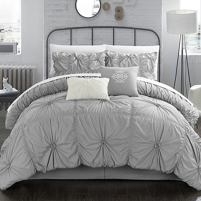 slide 2 of 5, Chic Home Hilton King Comforter Set - Silver, 6 ct