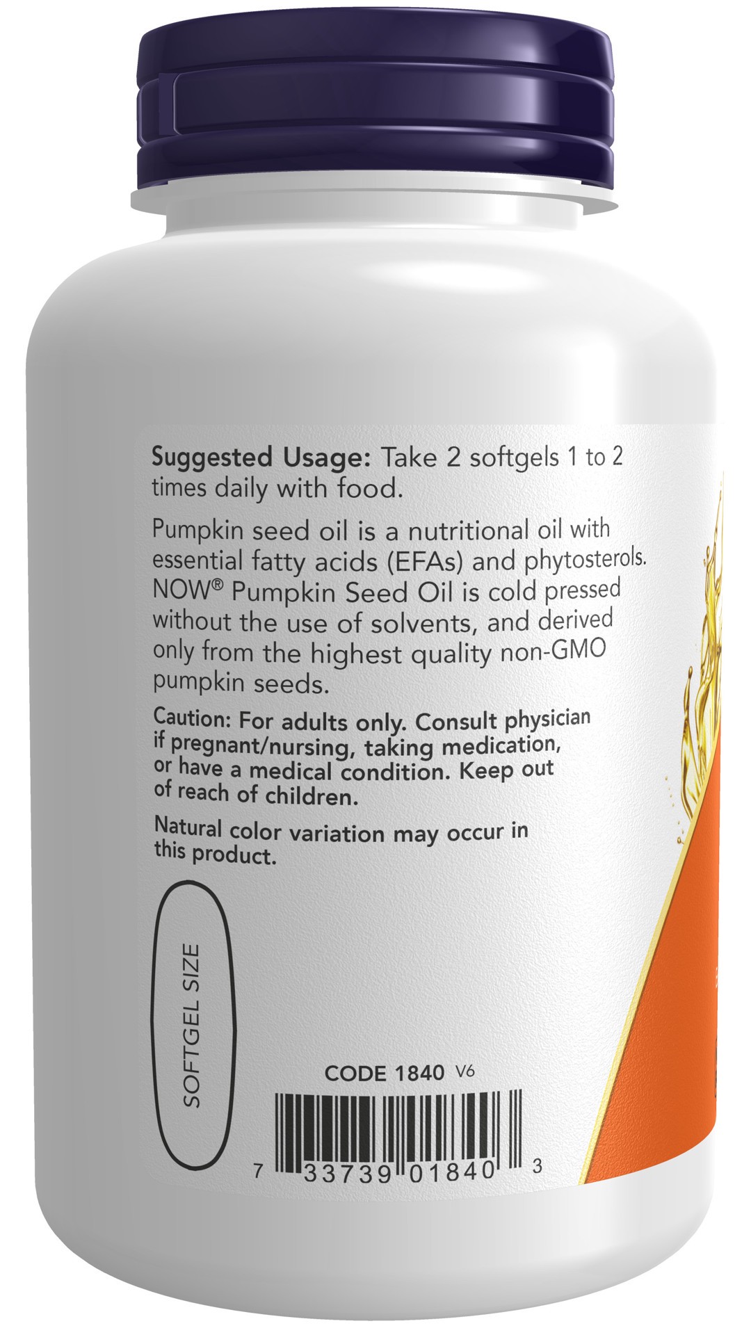 slide 3 of 4, NOW Supplements Pumpkin Seed Oil 1000 mg - 100 Softgels, 100 ct