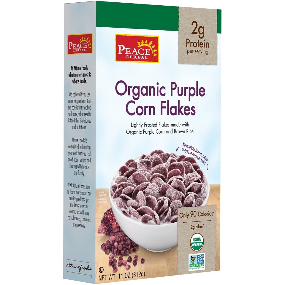 slide 1 of 1, Peace Cereal Organic Purple Corn Flakes, 11 oz