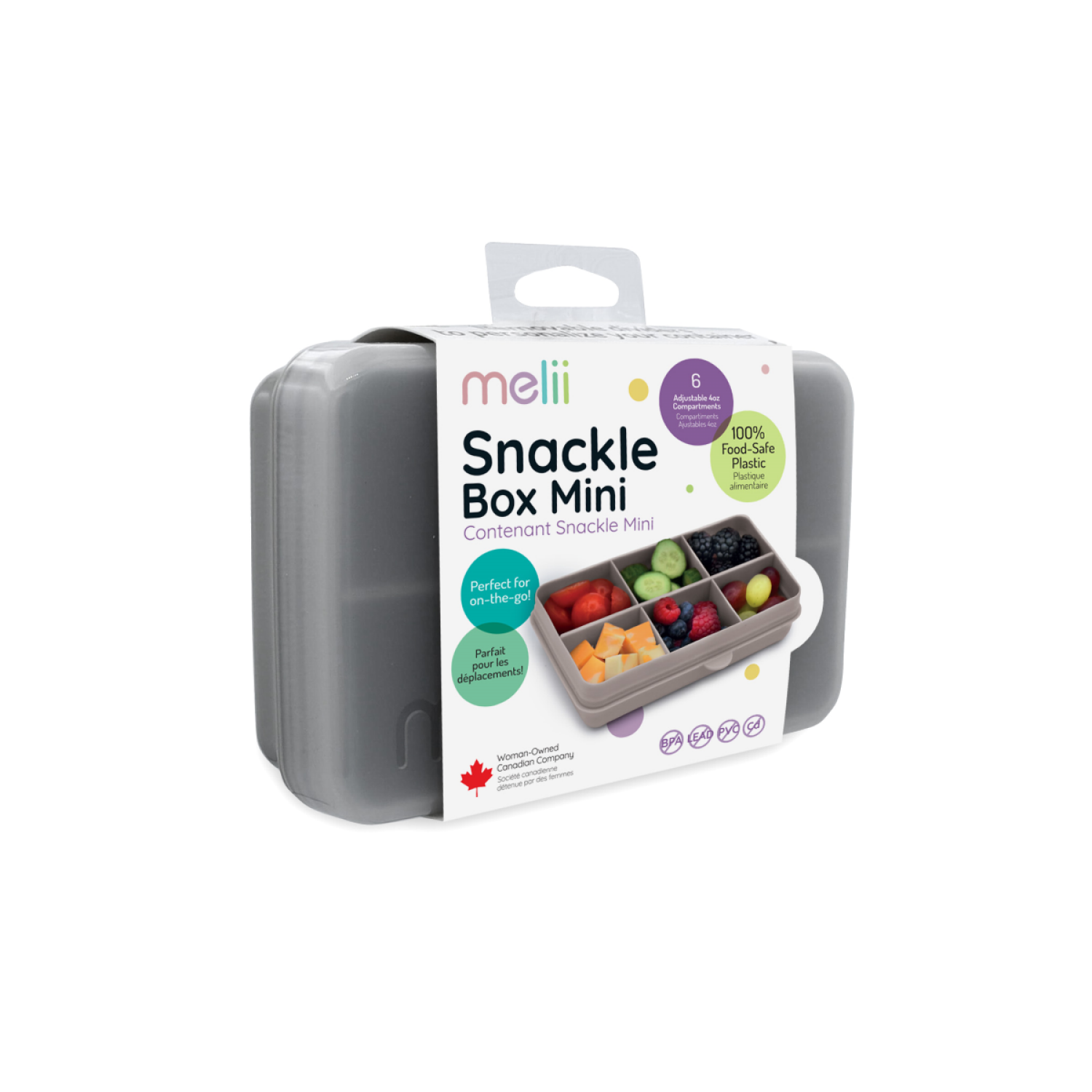 slide 1 of 1, Melii Baby-Snackle Box - Mini Grey, 1 ct