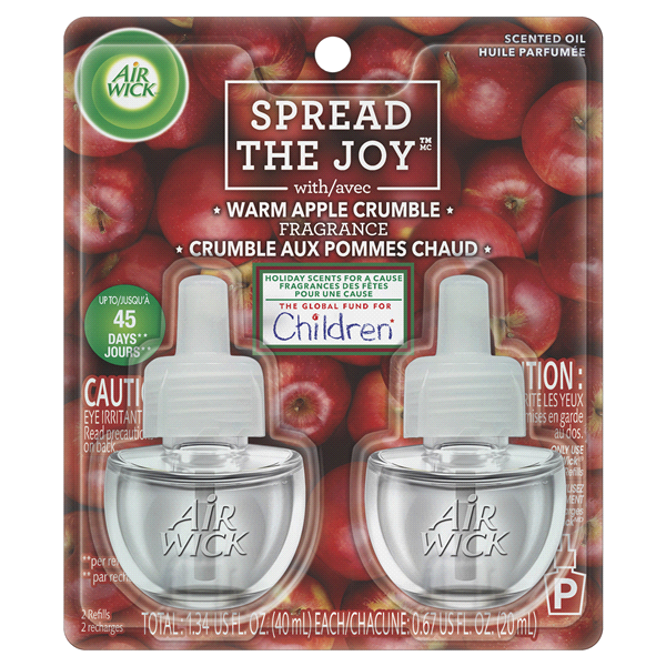 slide 1 of 1, Air Wick Scented Oil - Twin Refill Spread The Joy Warm Apple Crumble, 2 ct