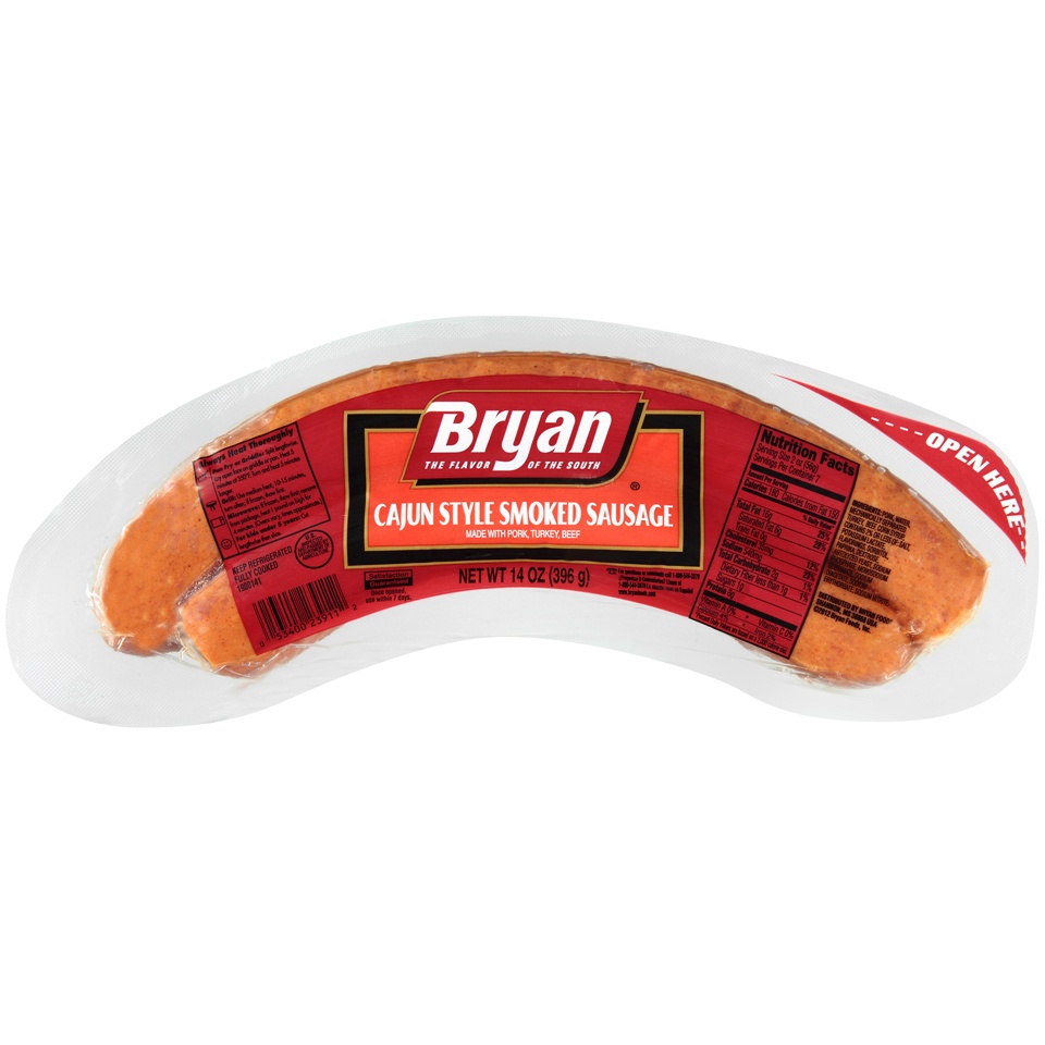 slide 1 of 4, Bryan Cajun Smoked Sausage, 14 oz