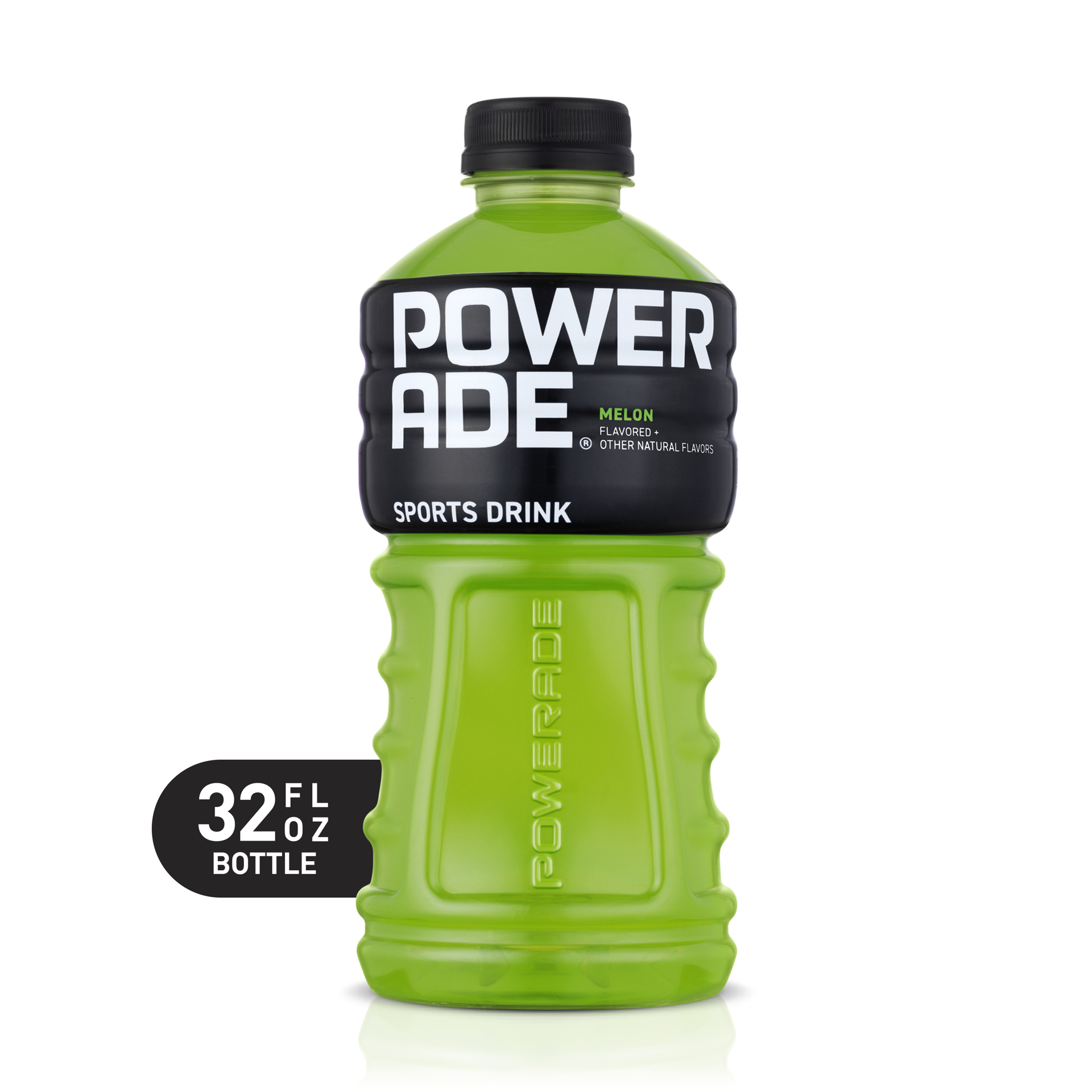 slide 1 of 4, POWERADE Melon, ION4 Electrolyte Enhanced Fruit Flavored Sports Drink w/ Vitamins B3, B6, and B12, Replenish Sodium, Calcium, Potassium, Magnesium, 32 fl oz, 32 oz