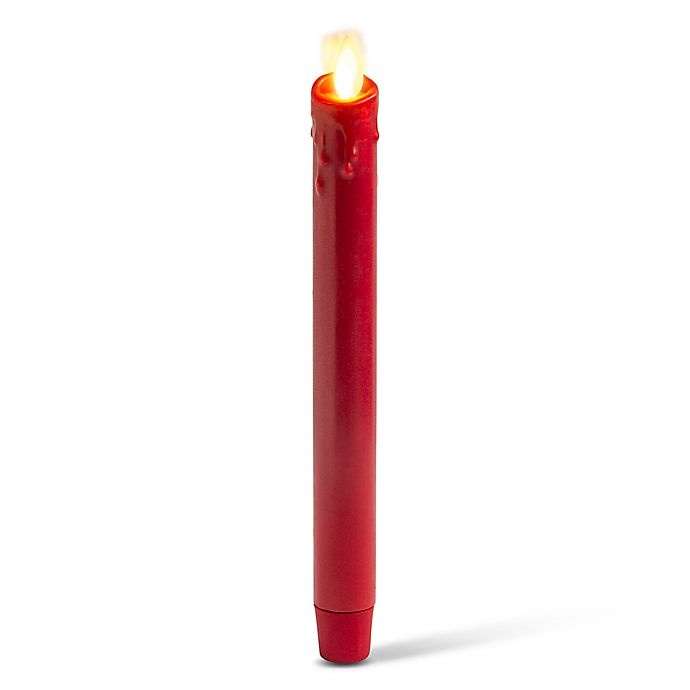 slide 1 of 1, Luminara Real-Flame Tapered Candles - Burgundy, 2 ct