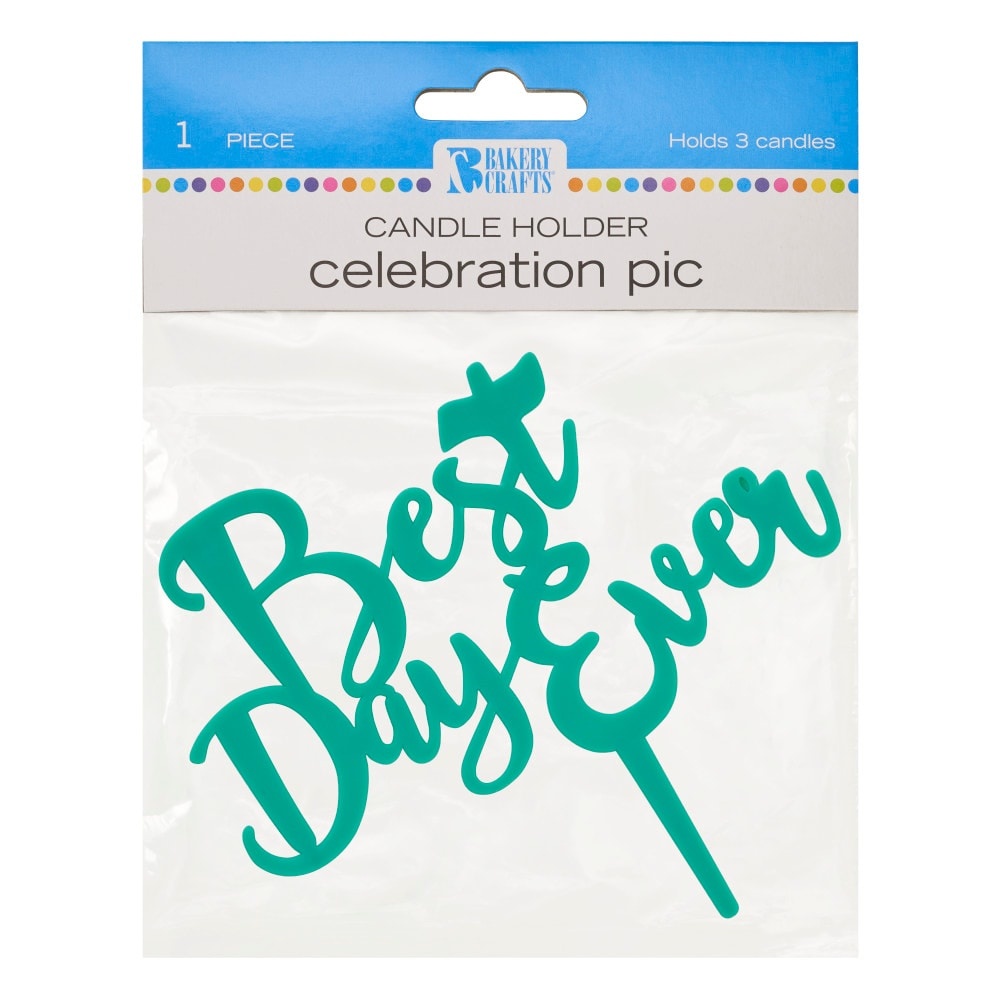 slide 1 of 1, DecoPac Candle Holder Teal Celebration Pic, 1 ct