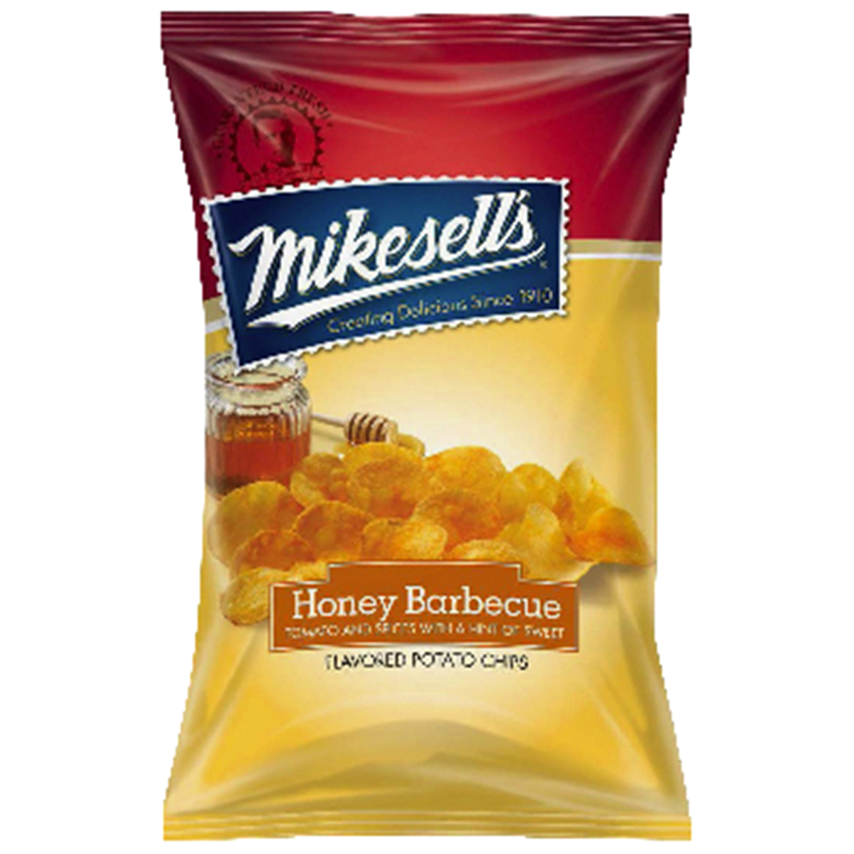 slide 1 of 1, Mikesell's Honey Barbecue Flavored Potato Chips, 10 oz