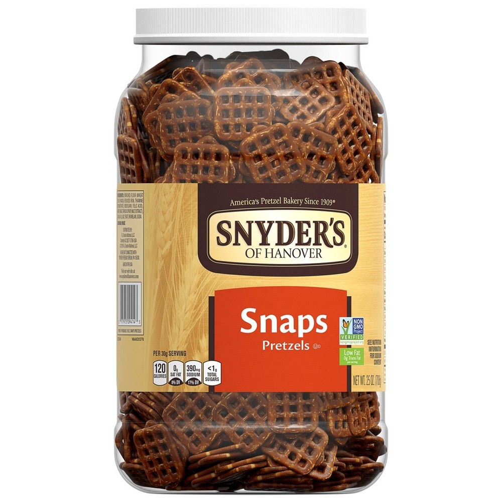 slide 4 of 6, Snyder's of Hanover Snap Pretzel Canister, 25 oz