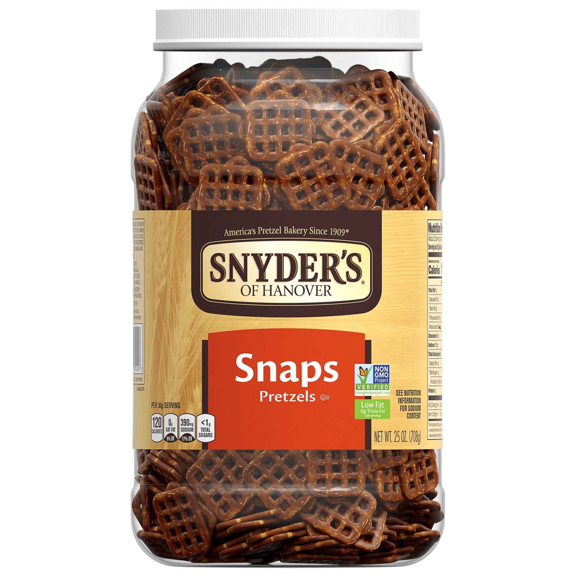 slide 1 of 6, Snyder's of Hanover Snap Pretzel Canister, 25 oz