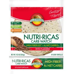 Guerrero Carb Watch Original with Flaxseed Flour Tortillas, 8 Count