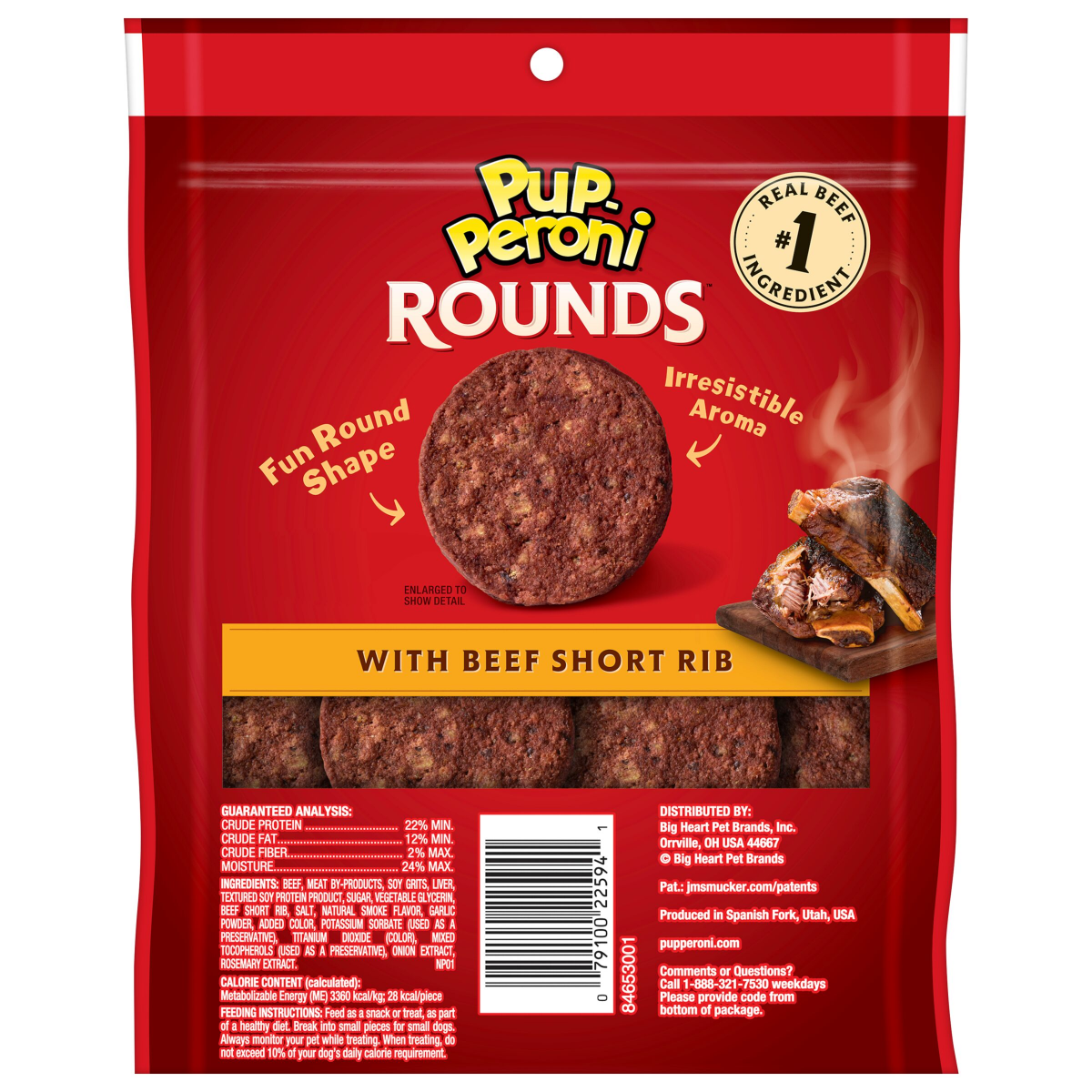 slide 8 of 8, Pup-Peroni Rounds Dog Treats With Beef Short Rib, 5 oz. Bag, 5 oz