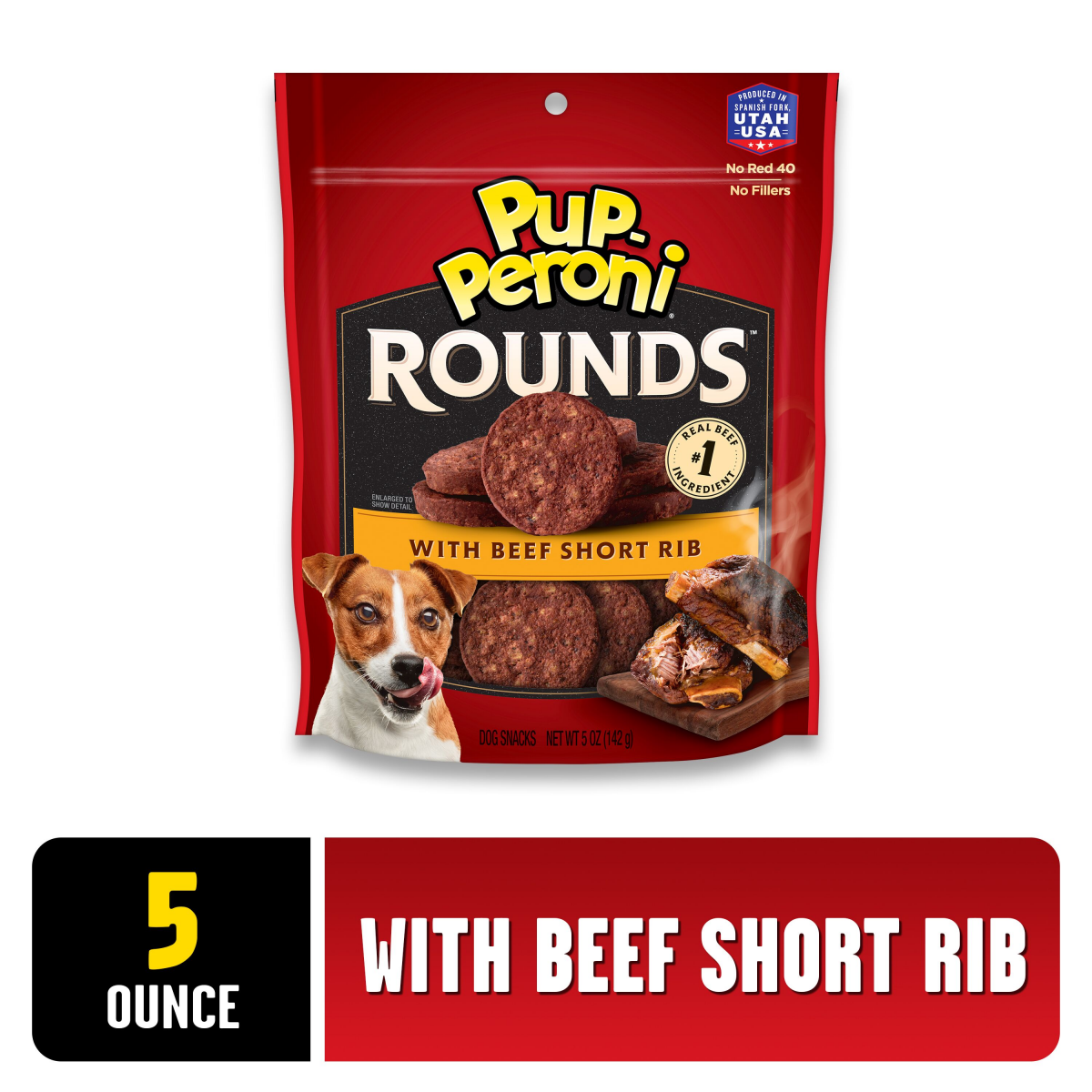 slide 1 of 8, Pup-Peroni Rounds Dog Treats With Beef Short Rib, 5 oz. Bag, 5 oz