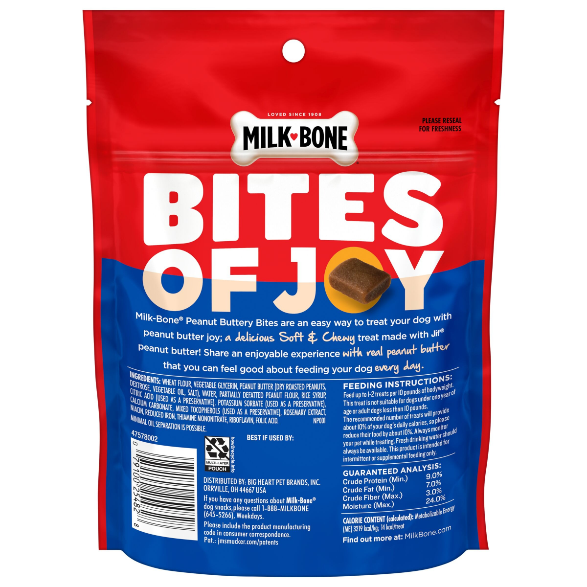 slide 4 of 4, Milk-Bone Peanut Buttery Bites Soft Dog Treats With Jif Peanut Butter, 4.5-Oz. Bag, 4.5 oz