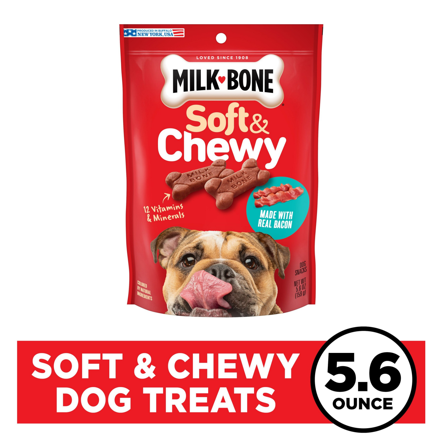 slide 1 of 6, Milk-Bone Soft & Chewy Bacon, 5.6 oz