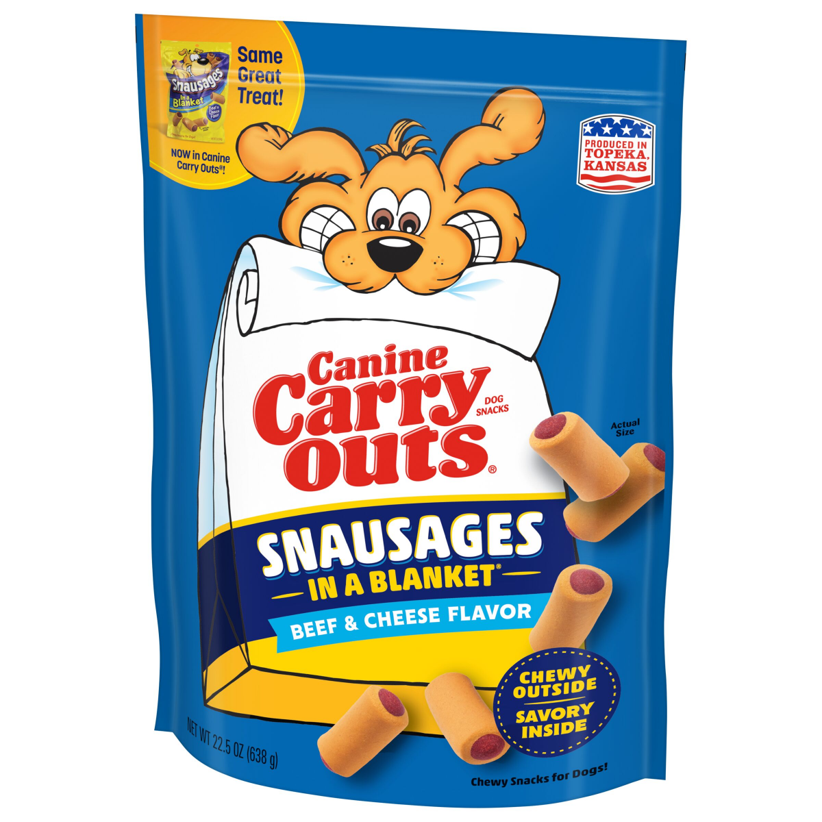 slide 3 of 5, Canine Carry Outs Dog Treat\, Beef & Cheese, 22.5 oz