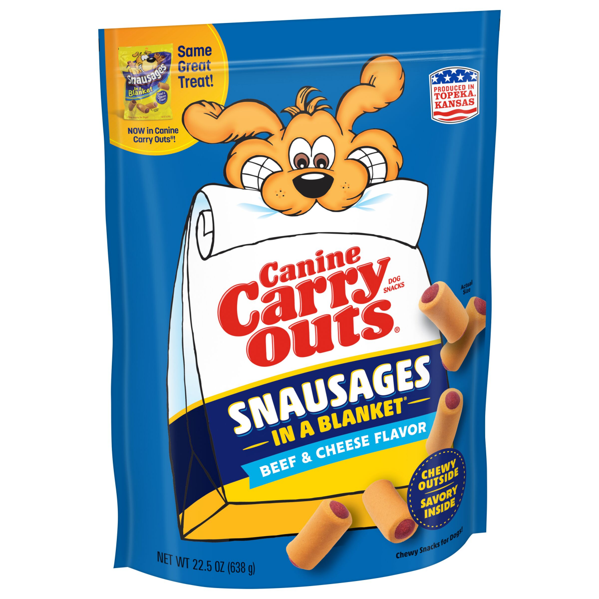 slide 5 of 5, Canine Carry Outs Dog Treat\, Beef & Cheese, 22.5 oz