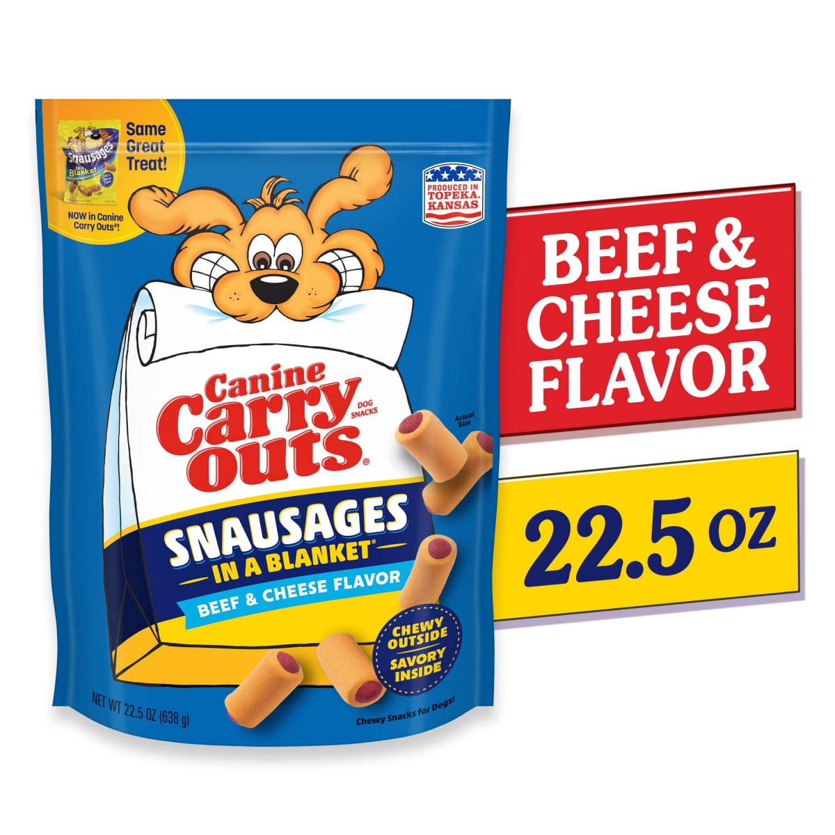 slide 1 of 5, Canine Carry Outs Dog Treat\, Beef & Cheese, 22.5 oz
