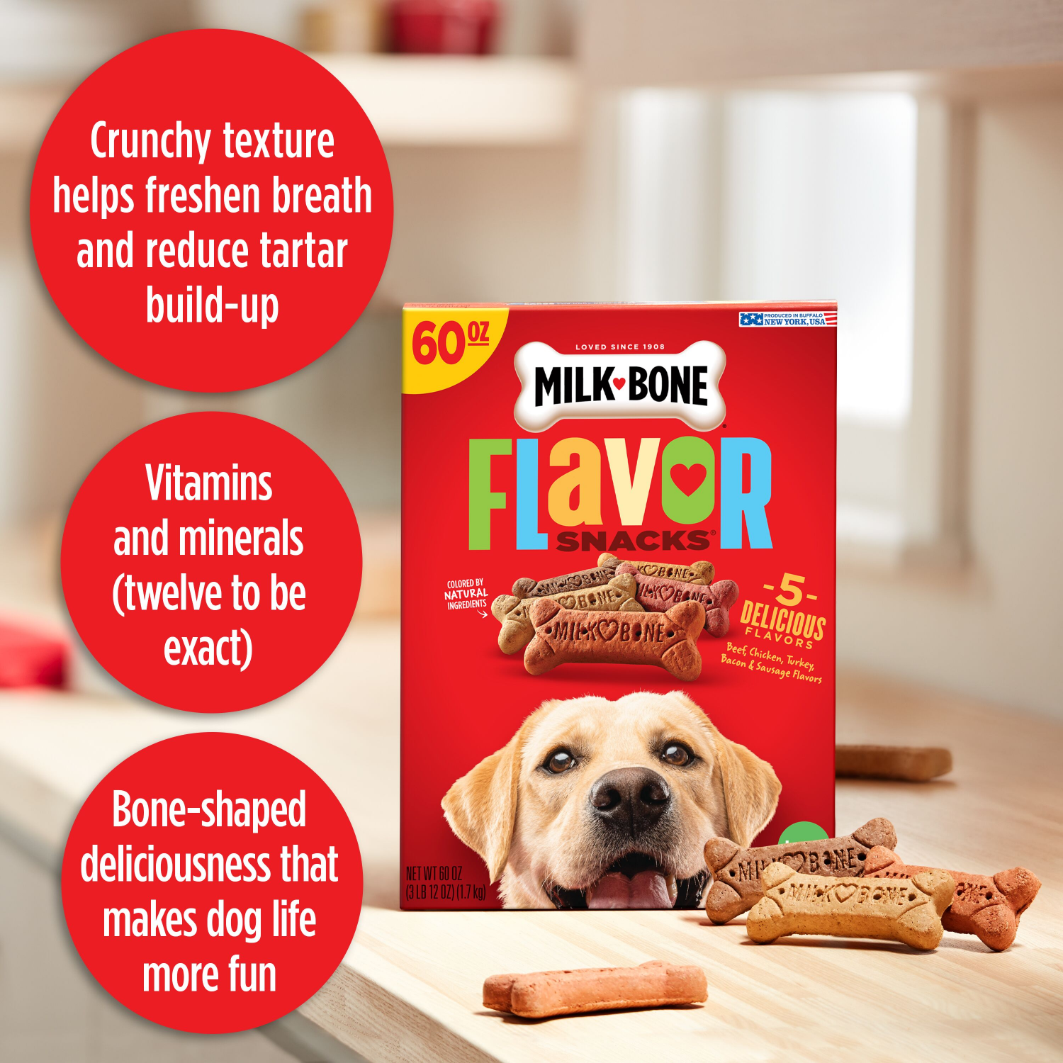 slide 6 of 7, Milk-Bone Flavor Snacks Dog Biscuits for Large-sized Dogs, 60-Ounce, 60 oz