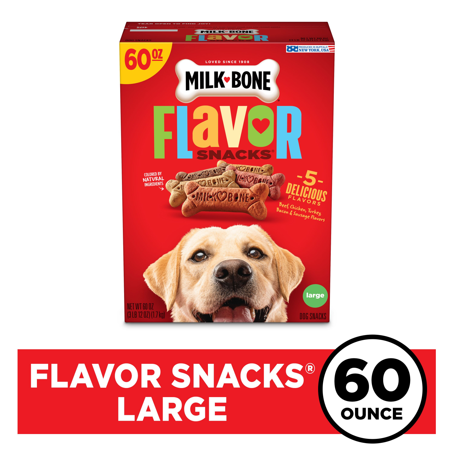 slide 1 of 7, Milk-Bone Flavor Snacks Dog Biscuits for Large-sized Dogs, 60-Ounce, 60 oz