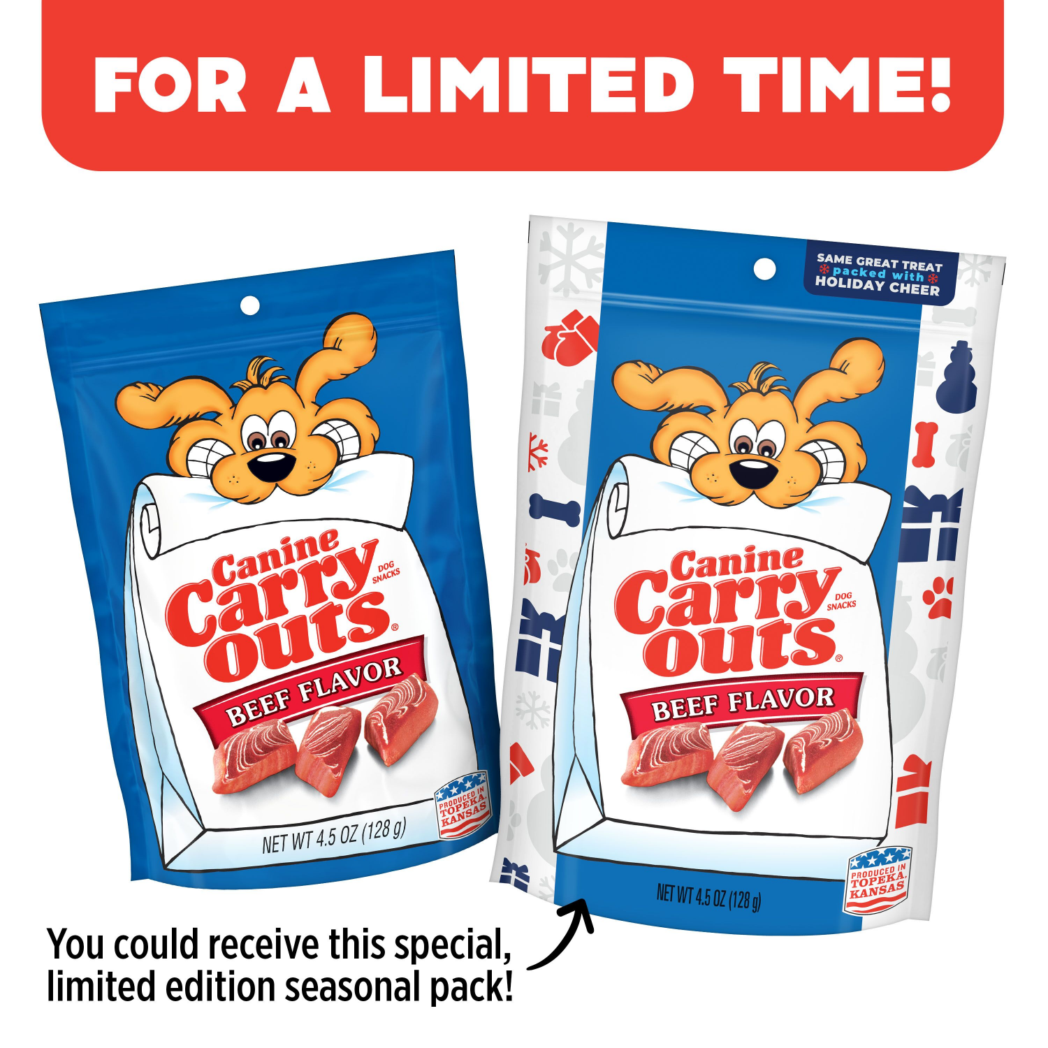 slide 3 of 4, Canine Carry Outs Beef Flavor Dog Treats, 4.5 oz Bag, 4.5 oz