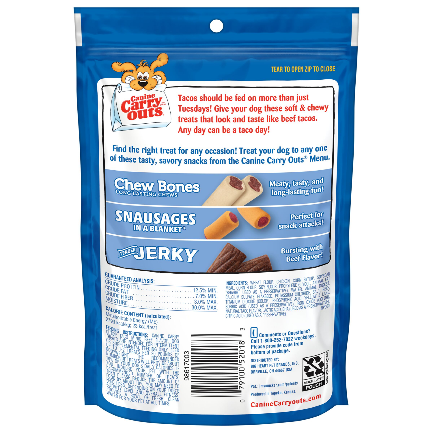 slide 2 of 3, Canine Carry Outs Dog Treat, Taco, 4.5 oz