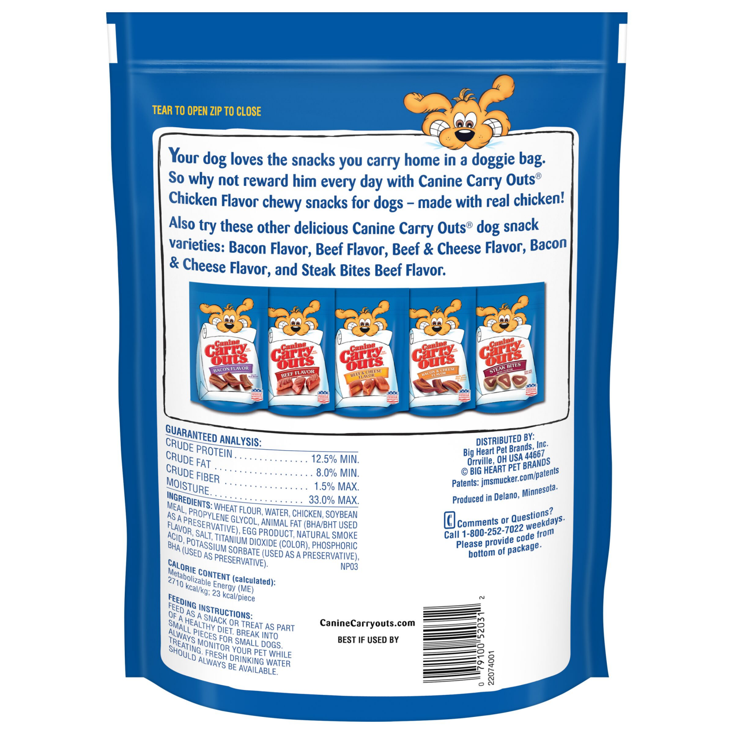 slide 4 of 4, Canine Carry Outs Chicken Flavor Dog Treats, 22.5oz Bag, 22.5 oz
