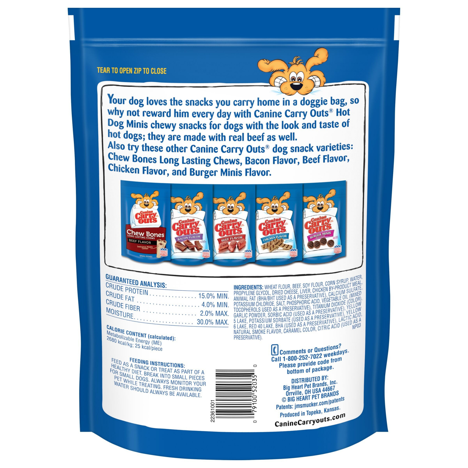 slide 2 of 4, Canine Carry Outs Hot Dog Minis Dog Treats, 22.5oz Bag, 22.5 oz