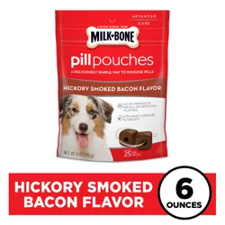 Milk-Bone Pill Pouches Dog Treats, Hickory Smoked Bacon Flavor, 25 Count Bag