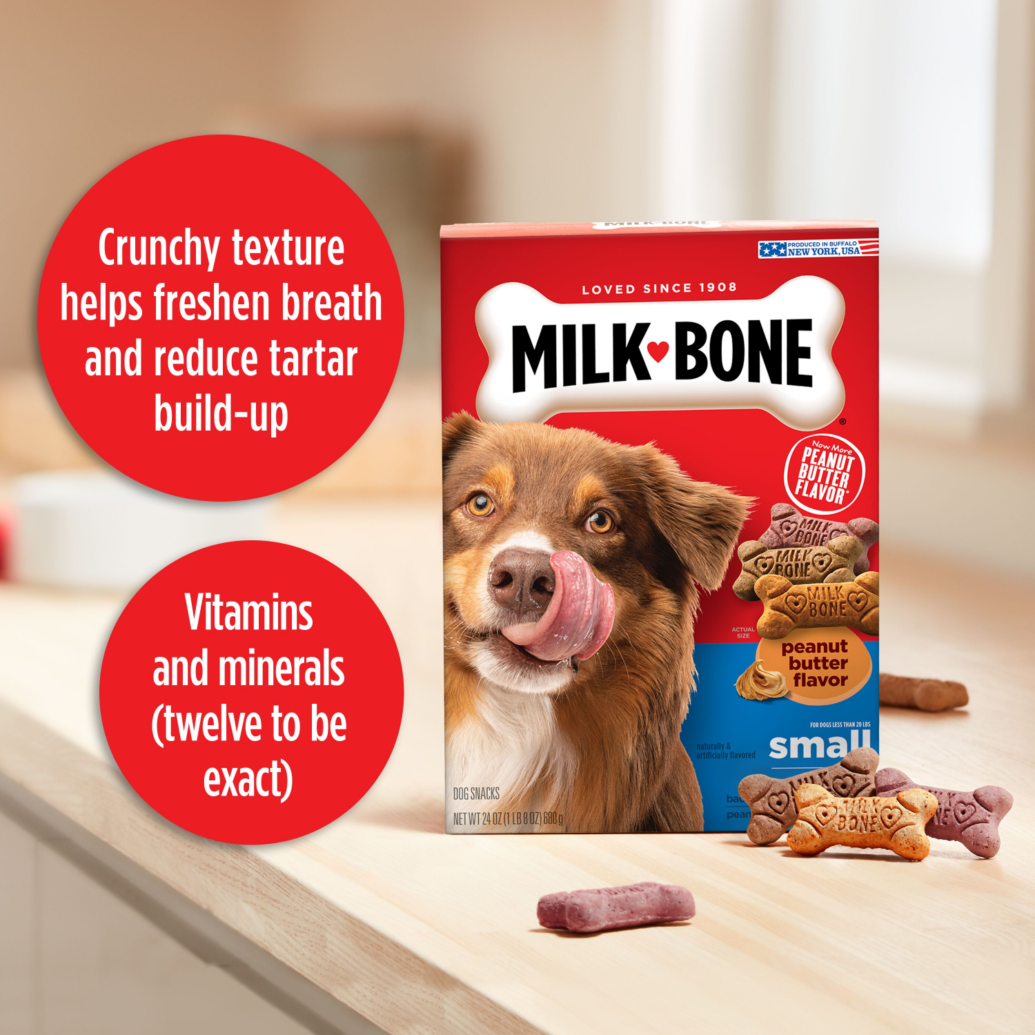 slide 6 of 8, Milk-Bone Dog Treat, Peanut Butter, 24 oz