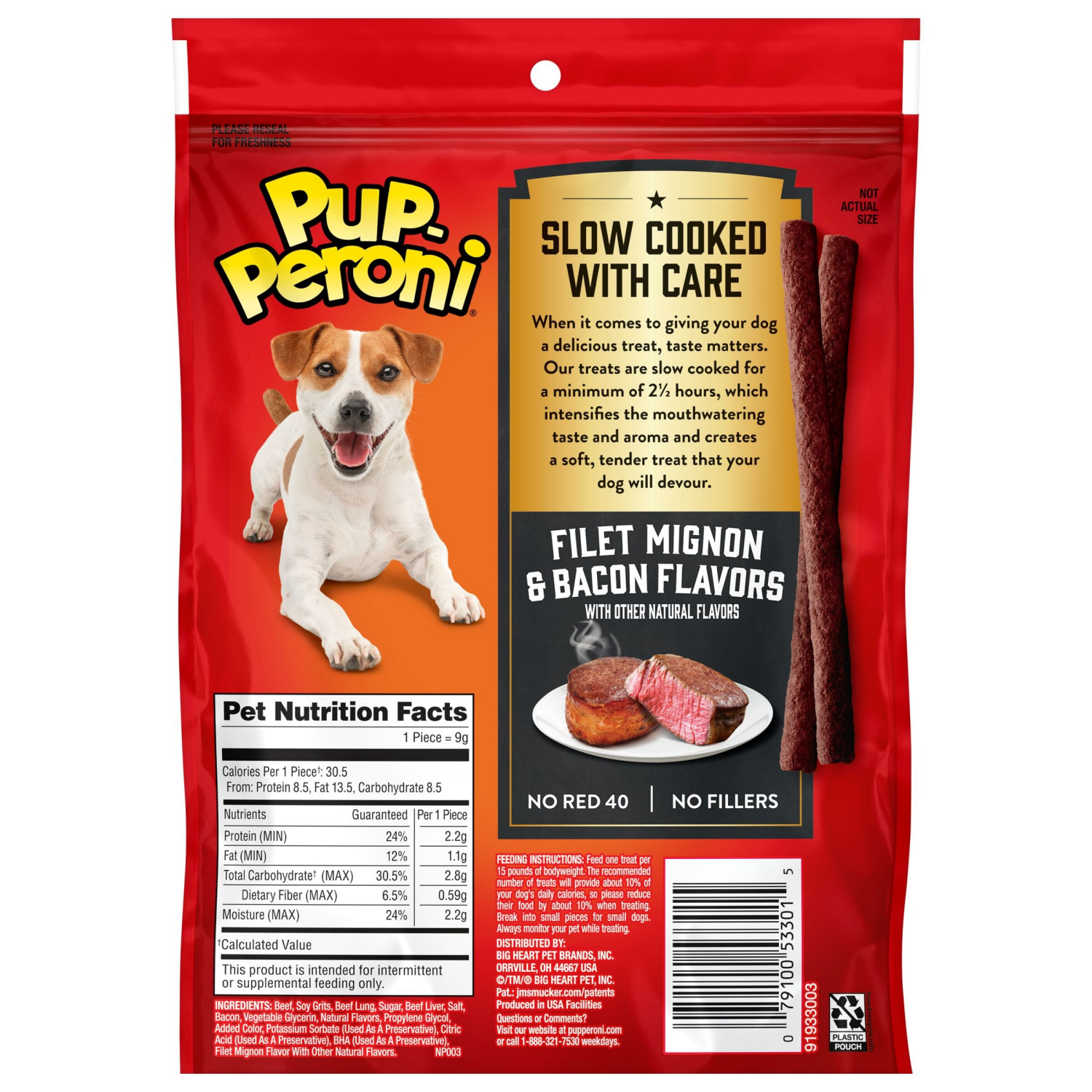 slide 6 of 8, Pup-Peroni Filet Mignon & Bacon Flavor Dog Treats, 5.6 Oz. Bag, 5.6 oz